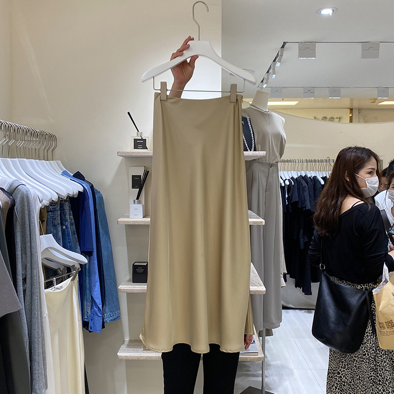 新品【5.8折】秋款女装2021年D新款高腰显瘦修身包臀裙纯色夏季半