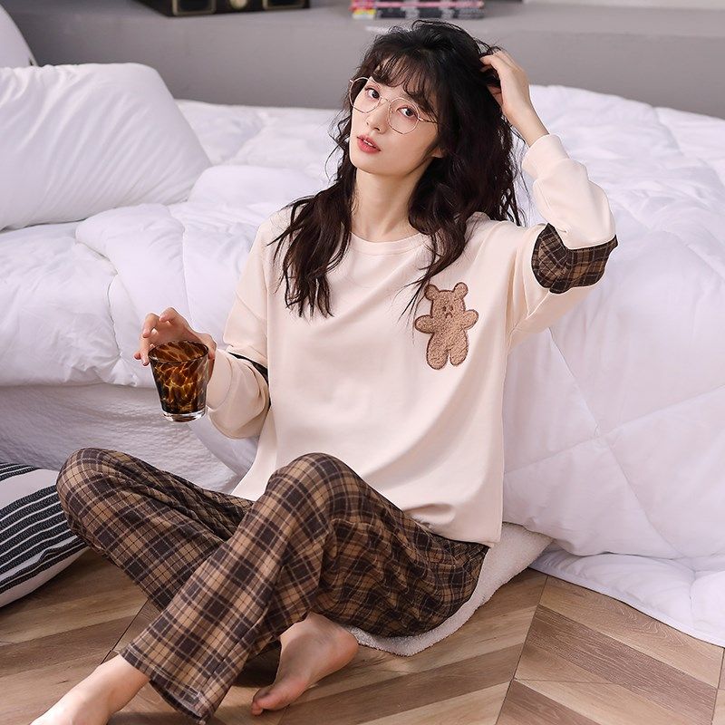 情侣睡衣春秋款长袖卡通可外穿网红男女秋冬居家居服两件套装,女士内衣/男士内衣/家居服,睡衣/家居服套装,淘宝优惠券,粉丝福利购,淘宝优惠卷
