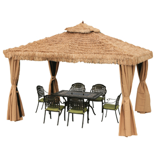 户外庭院凉亭茅草遮n阳棚室外休闲茅草帐篷别墅花园遮雨棚露台亭