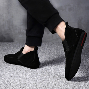 二棉鞋男冬季保暖加绒高帮鞋男士鞋子休闲鞋男款磨砂皮鞋翻毛男鞋