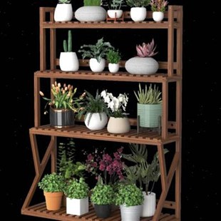 花园花架置物架子客厅多层室内实木阳台绿萝花盆户外落地简约桌面