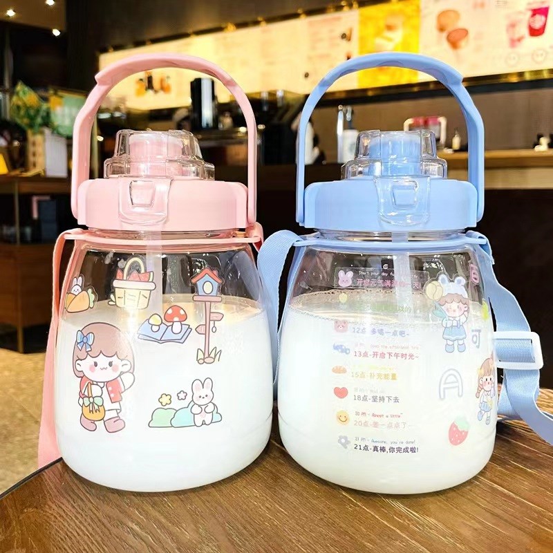 【小胖专属福利】网红双饮大肚杯吸管水杯塑料杯子学生大容量