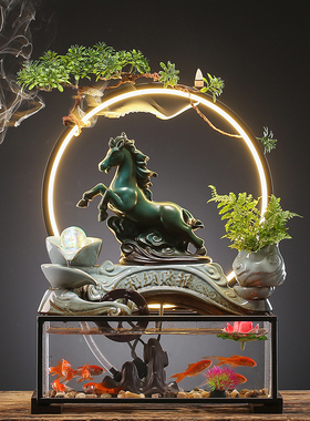 财源滚滚招财流水生财摆件鱼缸循环水车转K运球客厅桌面办公室礼
