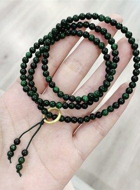 干青小颗粒多圈女款手链 墨绿色女款手串 小众饰品