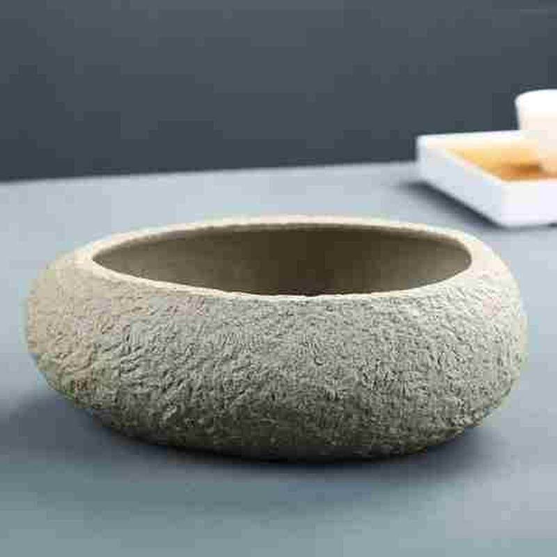 仿石鱼缸迷你小鱼缸小型桌面创意景观办公室微生态鱼缸睡莲盆