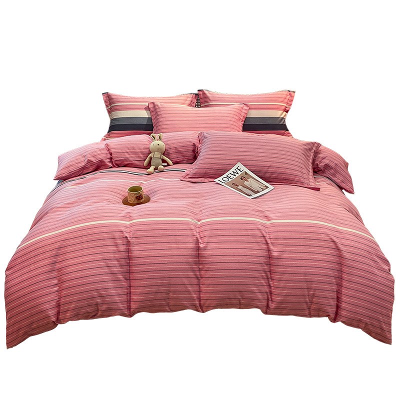 加厚纯棉四件套全棉100简约床上用品秋冬季磨毛床单被套1.5米床笠