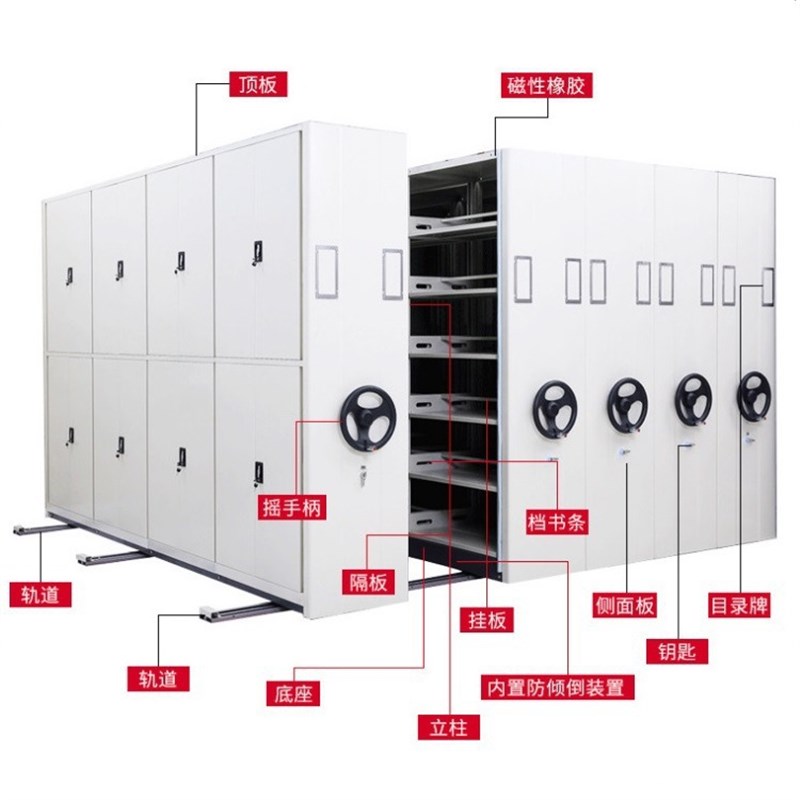 现货速发手摇式智能档案密集架移动档案柜文件资料架钢制轨道电