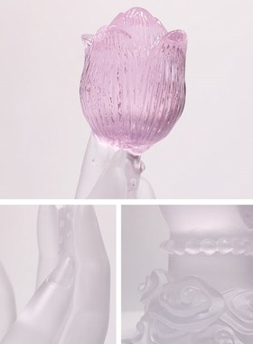 琉璃佛手莲花摆件新中式客厅玄关茶几酒柜桌面工艺品水晶禅意装饰