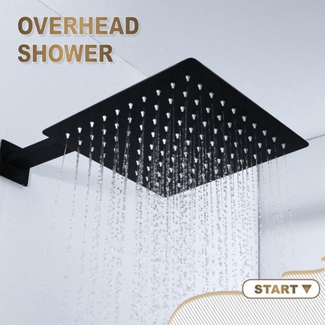 81012 Inches SquaoreRound Showerhead Stainless Steel Black