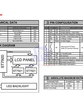 128x64 Dots Graphic 12864 LCD Display Module with Backlight