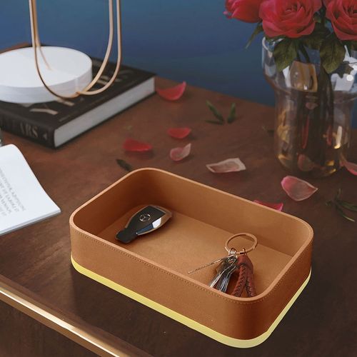 不止收纳遥控器收纳盒门口玄关放钥匙杂物收纳整理盒桌面托盘皮革