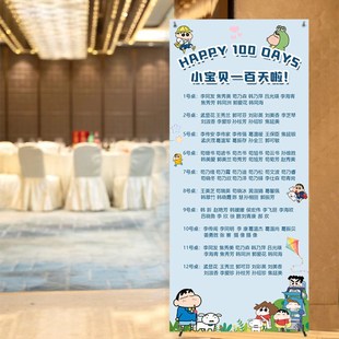 宝宝百日满月宾客名单座位表海报定制十周岁生日宴席位图迎宾新款