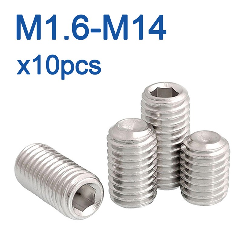 新品10 pcs/lot Hex Socket Set Screw Cup Point Stainless Stee