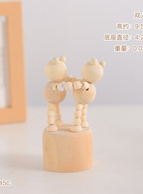速发ins风桌面趣味动物小摆件木头人关节可调节桌面装饰拍照装饰