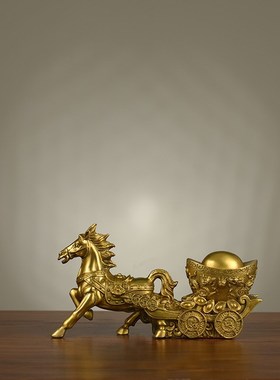 铜马开运马拉车元宝铜马上发财马上有钱招财唐马摆件店铺开业