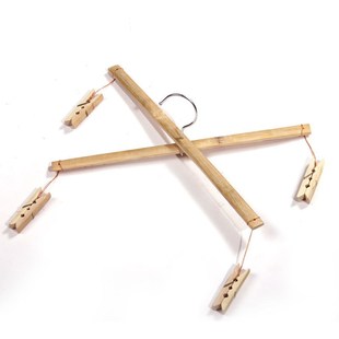 碳化防霉十字毛竹裤夹光滑多用重C竹裤架4个夹子晾衣架袜架裤架