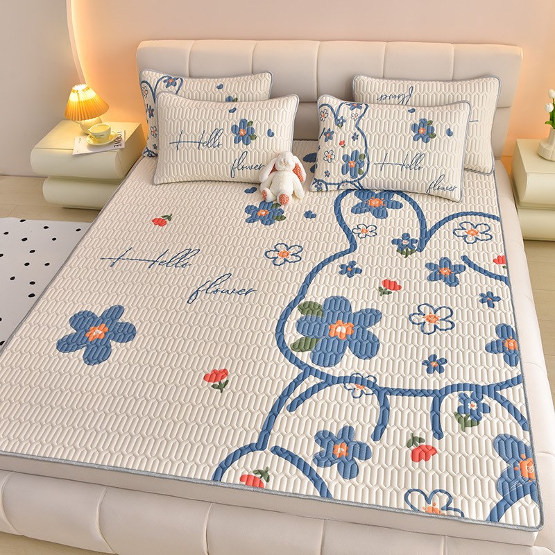 凉感丝大版花乳胶凉席三件套卡通乳胶凉席夏季空调席可折叠可水洗