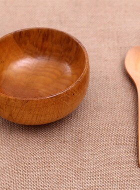 Wooden Bowl Salad Fruit Noodle-Rice Soup Kitchen Natural Han