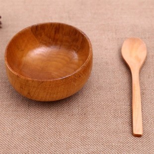 Wooden Bowl Salad Fruit Noodle-Rice Soup Kitchen Natural Han