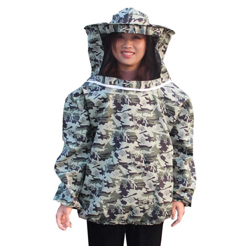 防蜂衣白色蜂衣蜜蜂防护y服蜂衣两件套迷彩蜂衣羊皮手套