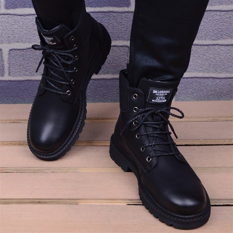 马丁靴男韩版圆头皮靴英伦休闲男鞋短靴高帮皮鞋沙漠靴男靴工装鞋,流行男鞋,马丁靴,淘宝优惠券,粉丝福利购,淘宝优惠卷