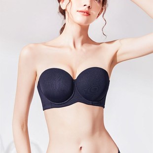 内衣70E女大胸大罩杯F聚拢可拆卸无肩带薄款上托防下垂乳文胸