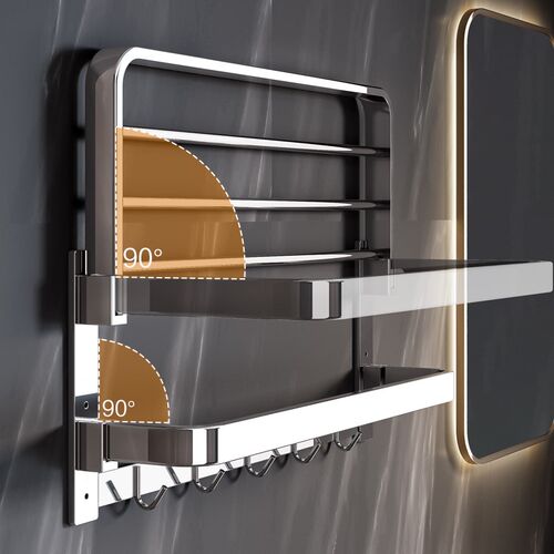 毛巾架304不锈钢浴室置物架卫生间浴巾架免打孔卫浴五金挂架套装