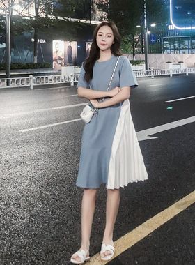 新款时尚大尺码夏装哺乳洋装辣妈遮肚产后外出气质不规则哺乳服女