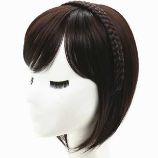 遮盖白发补发片增加发p量头顶补发片辫子发箍斜刘海自然透气假头