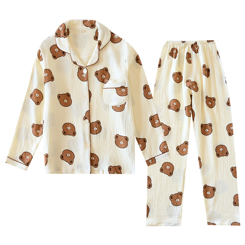 情侣睡衣长袖纱布春秋季全棉睡衣女款男士薄款秋冬家居服套装,女士内衣/男士内衣/家居服,睡衣/家居服套装,淘宝优惠券,粉丝福利购,淘宝优惠卷