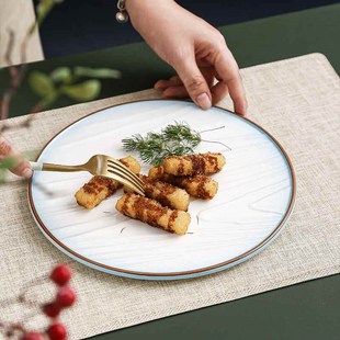 10寸陶瓷圆形平板串串盘子12寸酒店平盘特色餐具商用餐厅家用