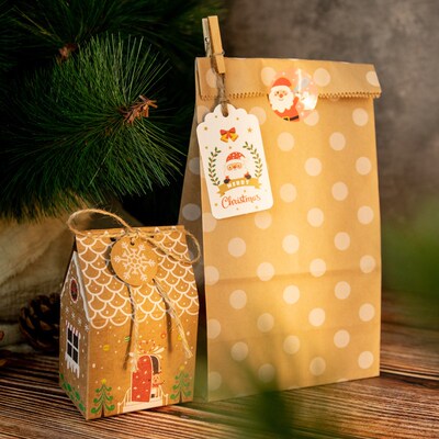 24sets Christmas Advent Calendar Gingerbread House Box Kraft