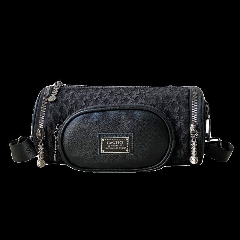 斜挎百搭网红圆筒包2024休闲基本款多口袋单肩包时尚小型枕头包女