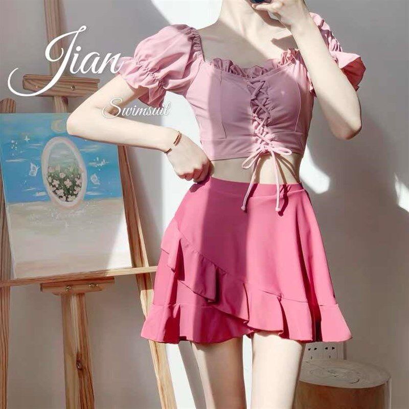 新款泳装女款游泳衣女士分体式女生女式女胸衣平胸泳小少