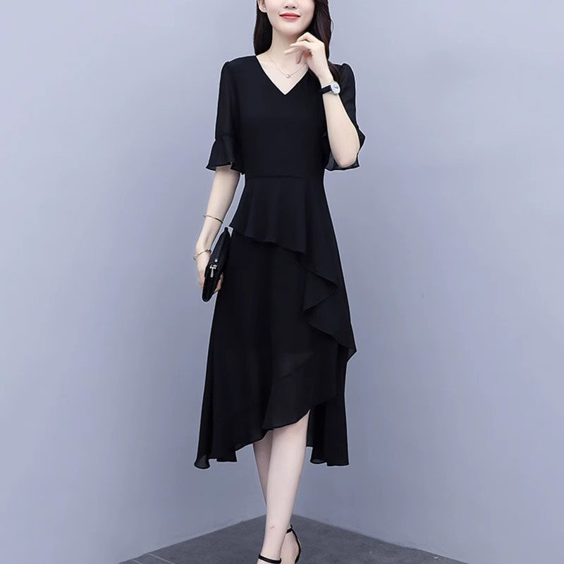 胖妹妹雪纺洋装大尺码女装夏装2023年夏季新款爆显瘦气质洋派长裙
