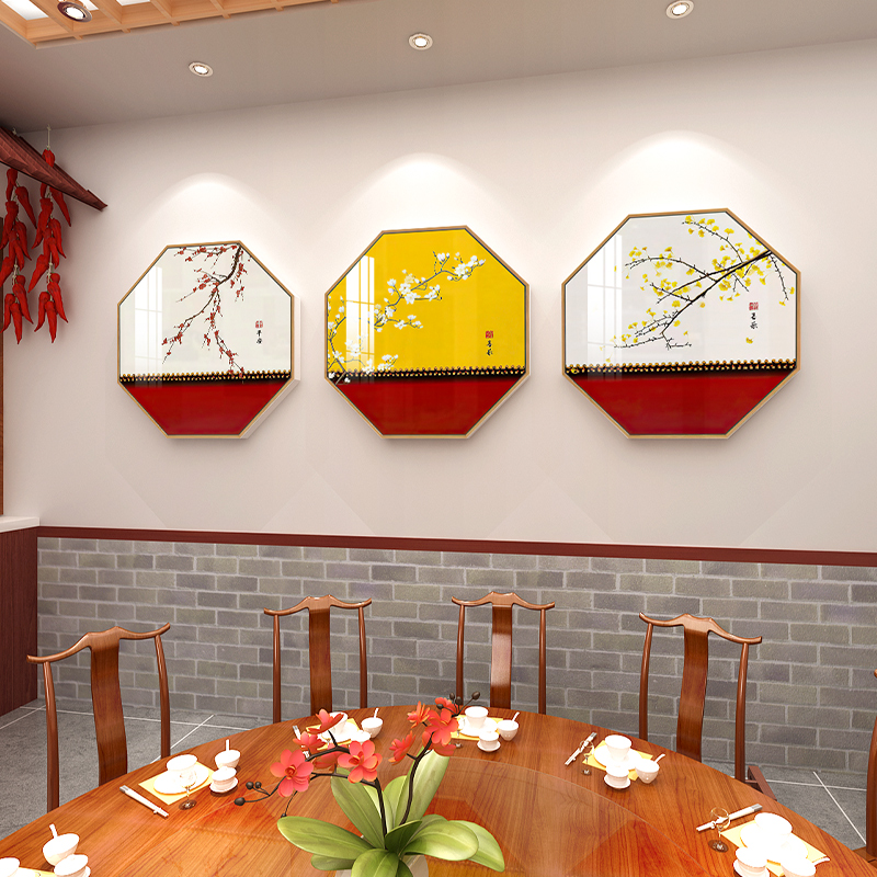新中式餐厅饭店餐饮店墙面装饰包厢走廊楼梯过道背景墙壁挂画立体图片