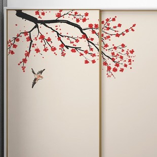 衣柜贴纸新中式定制推拉移门玻璃门贴翻新卫生间不透底办公室改造