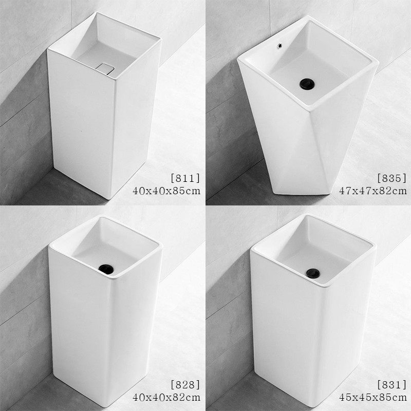 简约陶瓷立柱盆卫生间立式洗脸盆一体落地式洗手盘阳台小水池方形