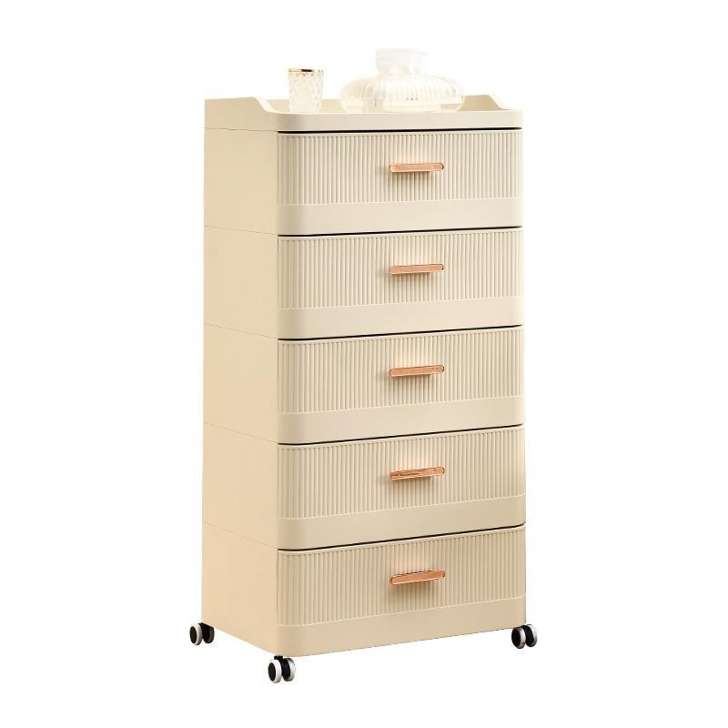 抽屉式床头柜收纳柜家用客厅多层轻奢储物柜子卧室奶油风五斗柜