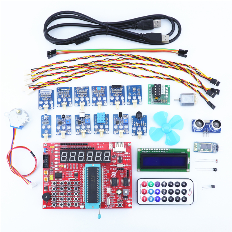 51单片机开发板 51实验板r STC89C52RC学习板传感器开发套件 HL-1