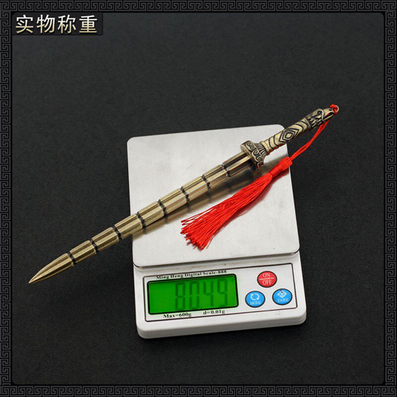 隋唐英雄传周边秦琼秦叔宝镀金熟铜双锏金属兵器模型合金武器摆件