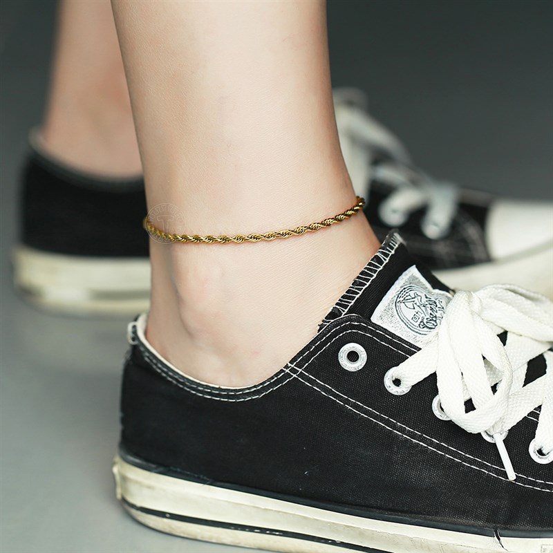 新品Minimalist Metal Anklets Women Gold Color Stainless Stee