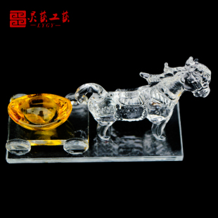 新品 精品水晶牛拉财宝马拉财宝墓穴墓室骨灰盒配件殡葬随葬下葬祭