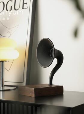 家居样板间复古留声机喇叭摆件玄关客厅电视柜办公V室怀旧软装饰