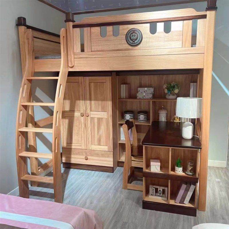 红檀木实木上下床双层床高低床上下铺儿童子母床小户型两层木蜡油,住宅家具,高架床/高拼床,淘宝优惠券,粉丝福利购,淘宝优惠卷
