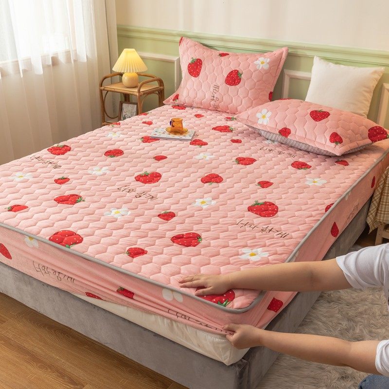 珊瑚绒床笠床罩单件床套罩防尘罩加厚夹棉防尘席梦思牛奶绒保护套