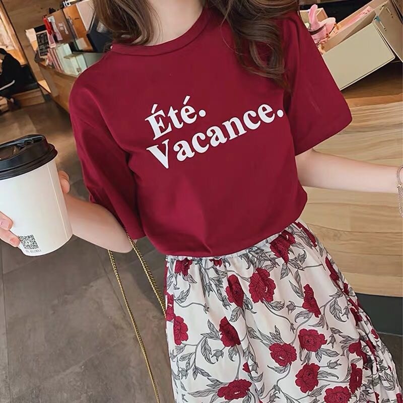 哺乳衣外出辣妈款夏装外穿时尚上衣碎花半身裙套装喂奶衣服夏季潮