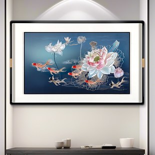 新中式餐厅背景墙装饰画手工雕刻新款铜版画金玉满堂壁画玄关挂画