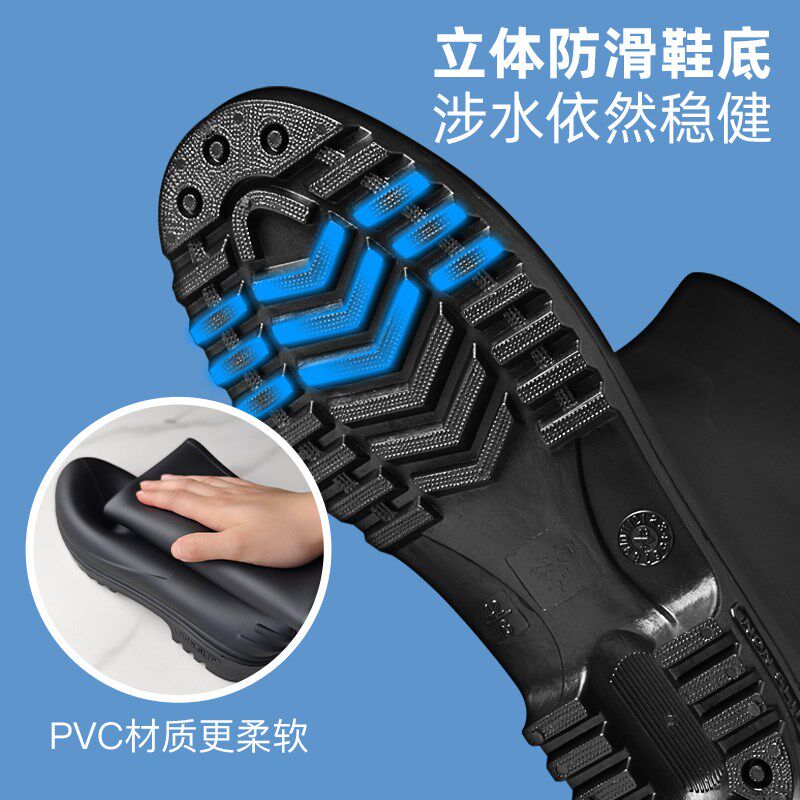 高筒雨鞋男款户外防水防滑耐磨工地厚底劳保男士雨靴成人水鞋胶鞋