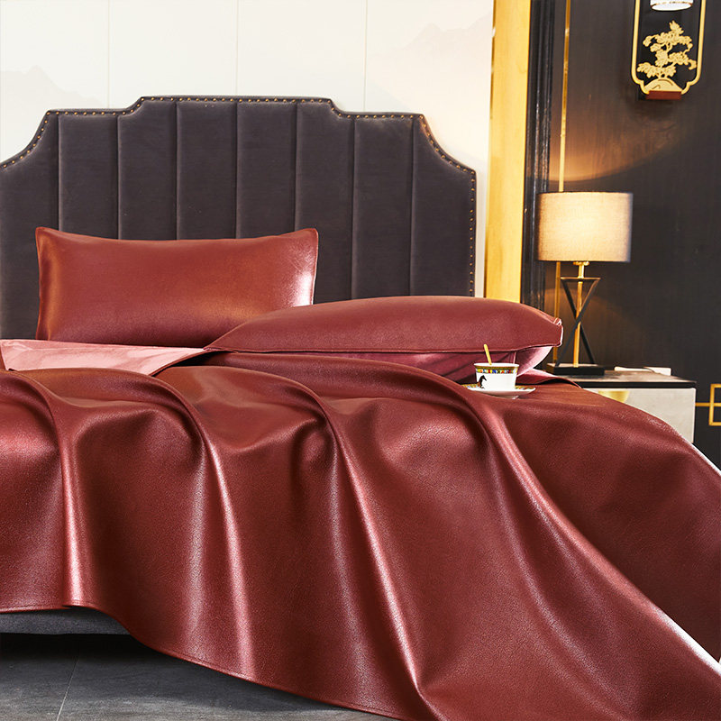 夏季人造皮革凉席冰感丝凉席三件套家用可水洗床笠席子可折叠夏天,床上用品,牛皮席,淘宝优惠券,粉丝福利购,淘宝优惠卷